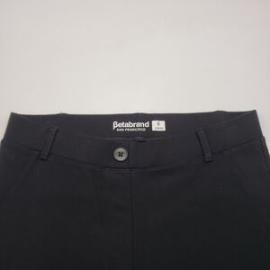 Betabrand pants women US S Long black ponte knit Tall faux fly pockets stretch